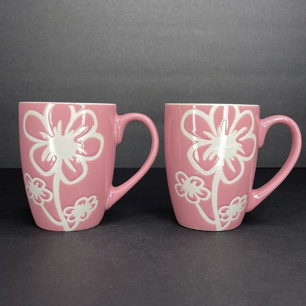 Pink Floral Etch Design Mug